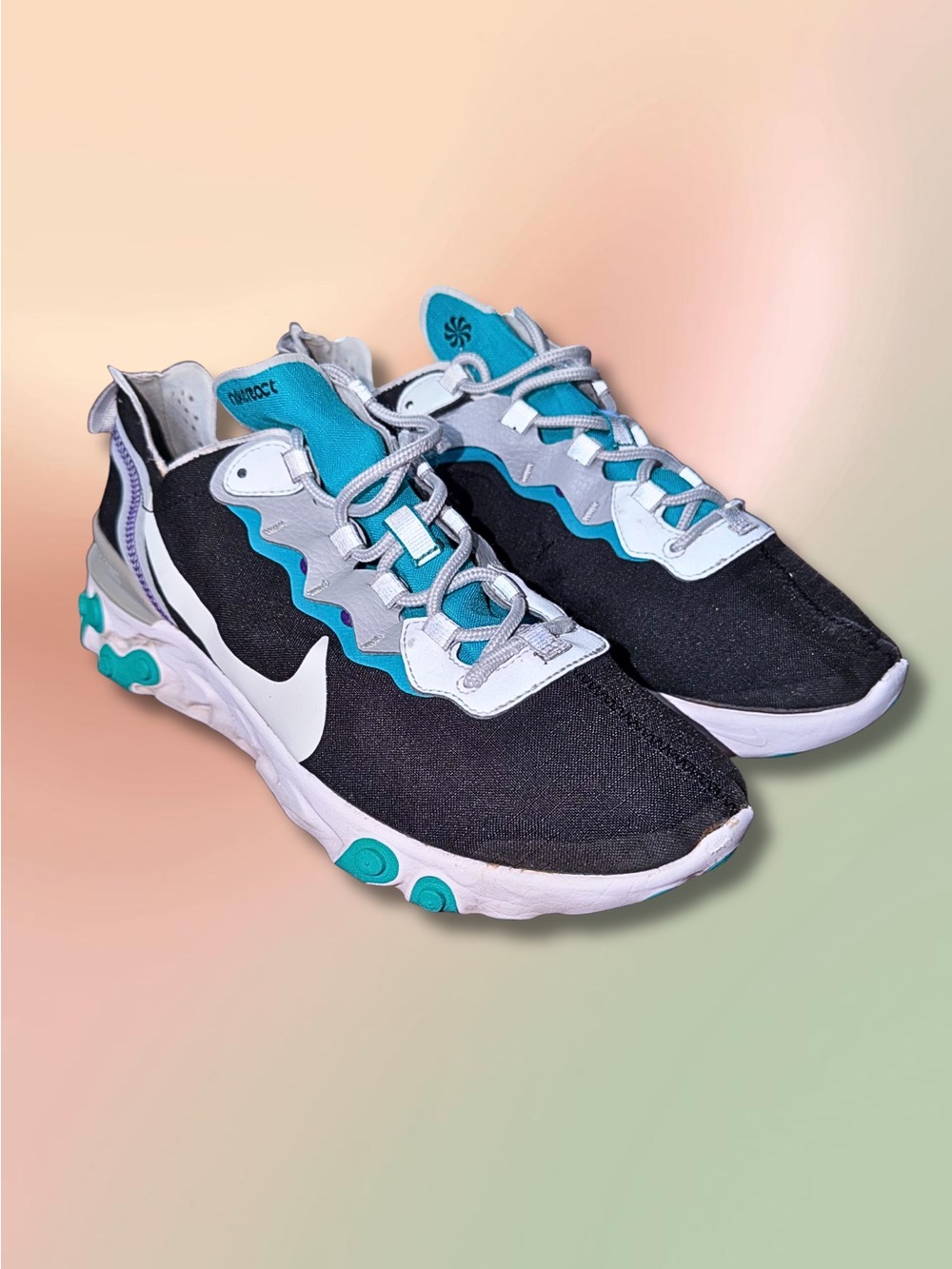 Nike React Element 55 Black Teal Aurora Green Men’s 8.5 BV1507-001